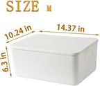 4 pack large plastic White storage bins Baskets, Toy Box Chest with Lids and Handle，Organizer Containers for Baby，Kids,snacks