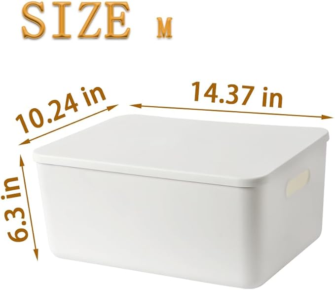 4 pack large plastic White storage bins Baskets, Toy Box Chest with Lids and Handle，Organizer Containers for Baby，Kids,snacks