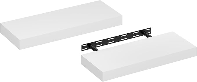 Furinno Tanna Floating Shelves for Wall Set of 2, 9 x 24 Wall Shelf, Wall Mounted Floating Shelf with Invisible Bracket, 2-in