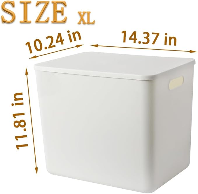 4 pack large plastic White storage bins Baskets, Toy Box Chest with Lids and Handle，Organizer Containers for Baby，Kids,snacks