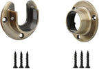 1 Pair Heavy Duty Antique Brass Zinc Closet Pole Sockets Rod End Support Flange Rod Holder Set Wall Mount Pipe Bracket with S