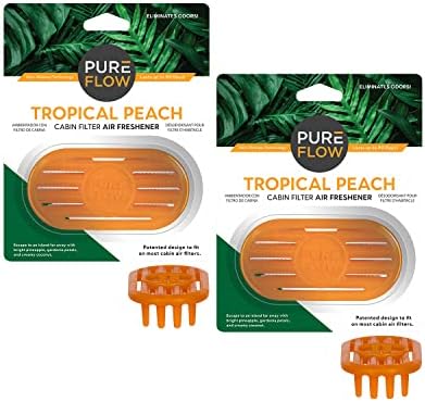 Pureflow Cabin Filter Air Freshener with Odor Eliminator – Fits on Most Car, Truck, and SUV Cabin Air Filters - Tropical Peac