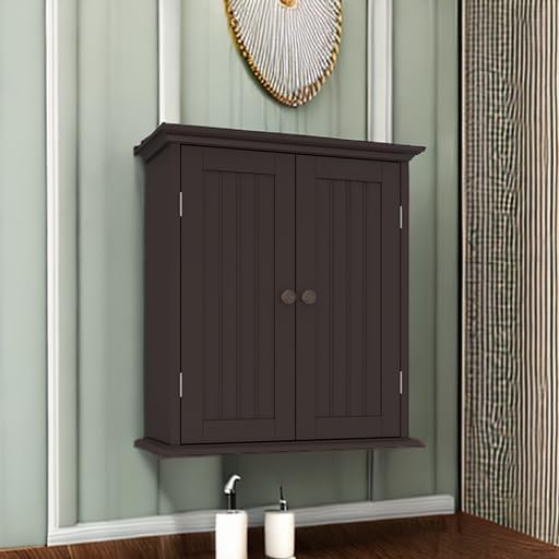 ChooChoo Bathroom Wall Cabinet, Over The Toilet Space Saver Storage Cabinet, Medicine Cabinet with 2 Door and Adjustable Shel