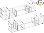 mDesign Plastic Bathroom Medicine Cabinet Organizer with Handles - Divided Vanity Storage Holder/Container for Cotton Swabs, 
