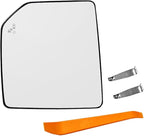 Driver Side Mirror Glass Replacement Compatible with Ford F150 2015-2020, Left Heated Blind Spot Detection Glass Replace # FL3Z-17K707-AH, with Back Plate