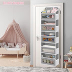 KYEVIS Over The Door Organizer, 5 Shelves Closet Door Hanging Organizer with 10 Mesh Pockets, Nursery Closet Organizer, Baby 