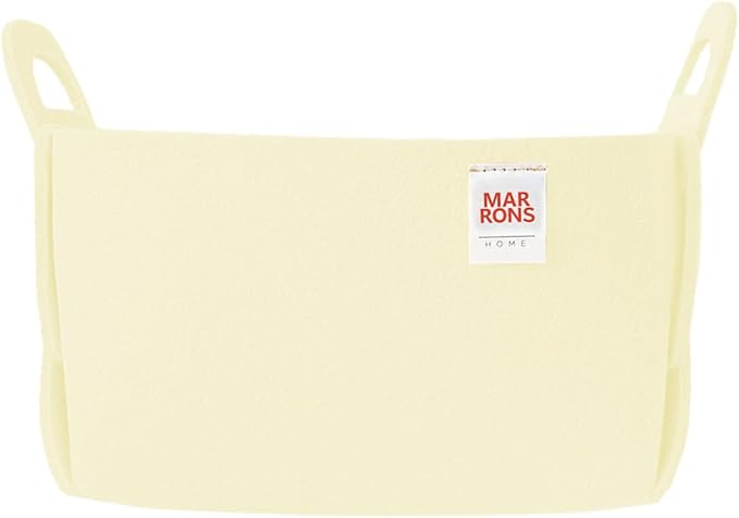 Collapsible Felt VANILLA Storage Bin Small 7.1"x5.1"x5.1" – Foldable Basket with Handles for Closet, Toy Storage, Laundry Roo