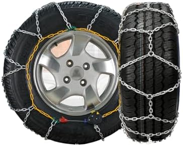 Auto Tightening Snow Chains for Cars, SUVs & Trucks - Quick Fit 1-Minute Installation, Reusable Emergency Traction Tire Chain