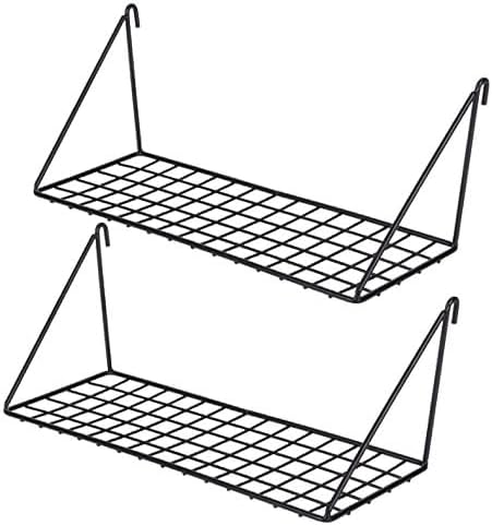 Kaforise Hanging Straight Shelf for Wire Wall Grid Panel, Small Wire Wall Organizer and Display Shelf, Size 11.8" X 4.3",Blac