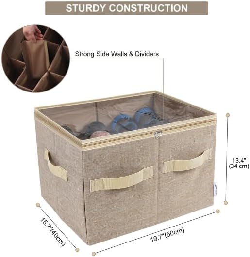 Moteph Shoe Organizer for Closet - Shoe Storage Organizer for Closet Organization with Clear Cover & Adjustable Dividers, Sho