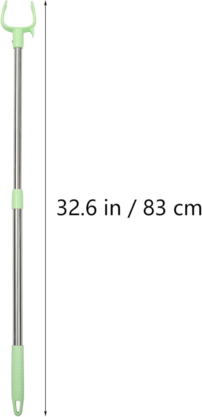 2pcs Closet Pole with Hook Telescoping Long Reach Stick Stainless Steel Clothing Hanger Garment Pole for Closet Shelf Ceiling