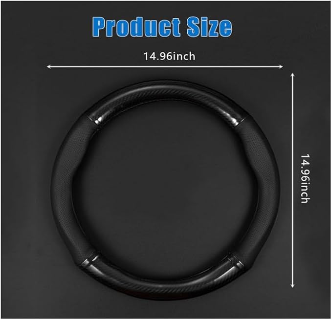 1 Pack Car Breathable Steering Wheel Cover, Wear -Resistant Steering Wheel Sleeve, Carbon Fiber Non-Slip Steering Wheel Protector, Four Seasons Universal Steering Wheel Set (Black #Circular)