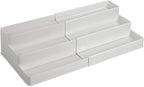 mDesign Plastic Expandable 3-Tier Shelf Rack Organizer - Storage for Bathroom Vanity, Cabinet, Cupboard, Drawer - Holds Medic