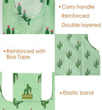 BeeGreen Geometry Reusable Grocery Bags Bulk 6 Packs X-Large, Reusable Shopping Bags Foldable for Groceries, Vegetables, Fruits Watertight Bulk Tote Bags (Cactus Rainbow Polka Dot Red Rose