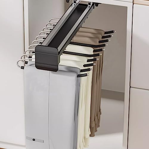 Pull-Out Clothes Rail,Extendable Pull Out Closet Rod, Bearing 30kg Pull-Out Clothes Rail, Aluminum Alloy Adjustable Valet Rod