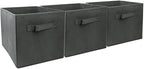 EBIGIC Mini Size 3-Pack Cube Storage Bins 9.0"x7.5"x7.5" Fabirc Foldable Closet Toy Organizer Collapsible Cloth Gray