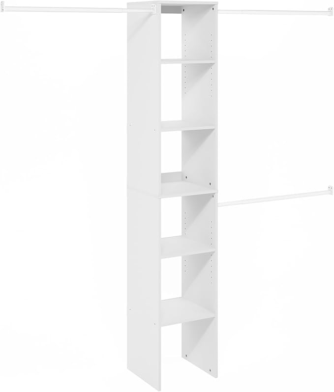 Furinno FANO Closet Organizers and Storage, Closet Storage Organizer with 3 Hanging Bars, Wardrobe Closet Shelf Towers, for W