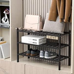 Dranixly Shoe Rack, 3-Tier Bamboo Stackable Shelf Storage Organizer, Stand for Closet, Entryway, Hallway, Bathroom and Living