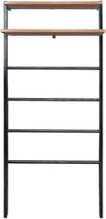 Solid Wood Decorative Ladder - Leaning Blanket Rack for Home Decor Black and Sweet Oak