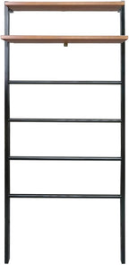 Solid Wood Decorative Ladder - Leaning Blanket Rack for Home Decor Black and Sweet Oak