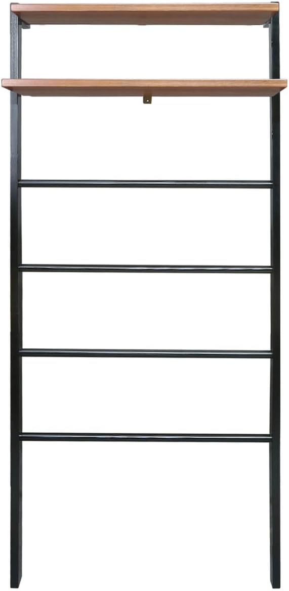 Solid Wood Decorative Ladder - Leaning Blanket Rack for Home Decor Black and Sweet Oak