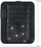 Bling Car Sun Visor Organizer, Rhinestone Multi-Pocket Truck Visor Organizer Pouch with Visor Pen Holder,Glasses Holder,Universal Sunvisor Organizers for Most Cars SUVs -Black