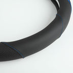 Car Steering Wheel Cover, Leather Steering Wheel Cover Blue Universal 14.5-15 Inch Microfiber Leather Anti-Slip Breathable Au