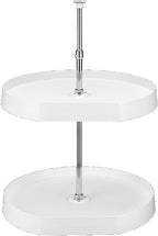 Rev-A-Shelf 20" Dual Shelf Lazy Susan D-Shaped for Corner Wall in Cabinet Kitchen Storage Organization, Turntable Storage Whi