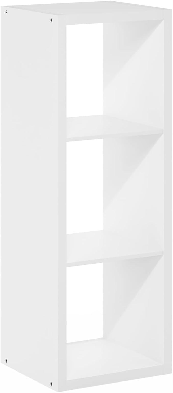 Furinno Cubicle Book Shelf, 3-Cube Bookshelf, Extra Thick Frame Horizontally & Vertically Reversible Bookcase with Open Back,