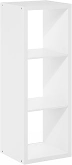 Furinno Cubicle Book Shelf, 3-Cube Bookshelf, Extra Thick Frame Horizontally & Vertically Reversible Bookcase with Open Back,