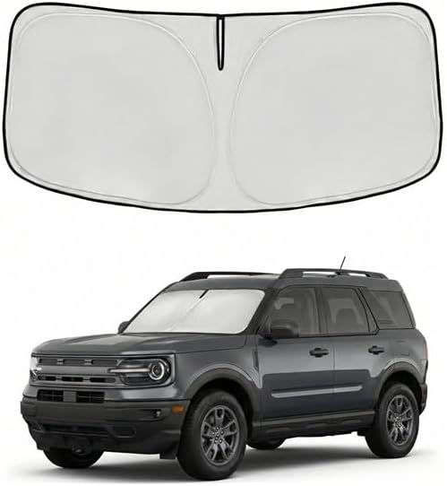 for Ford Bronco Sport 2021-2024 2025 2026 Windshield Sun Shade Front Window Shade Custom Fit Bronco Sport Accessories Sun Visor Foldable Shade Blocks UV Rays Summer Must Have Car Accessories