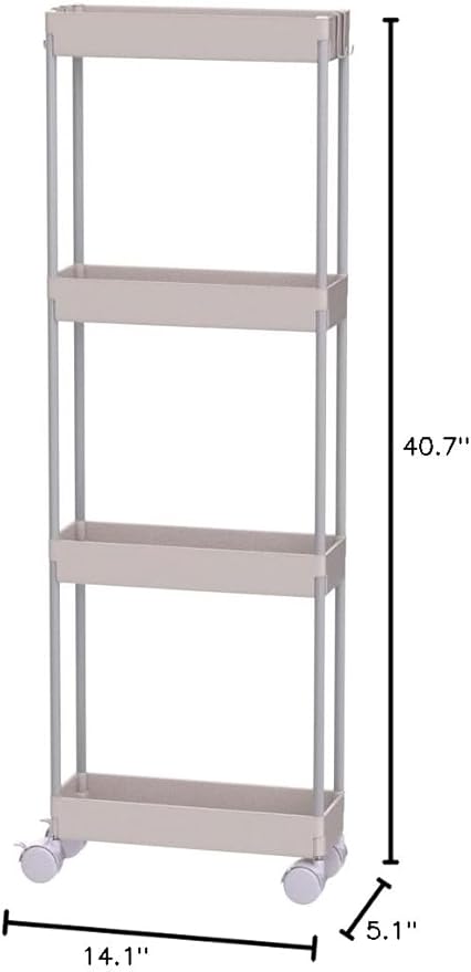 Sooyee 4 Tier Slim Storage Cart Mobile Shelving Unit Organizer Slide Out Storage Rolling Utility Cart Tower Rack for Kitchen 