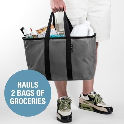 CleverMade EcoBasket 30L Collapsible Tote Basket 3 Pack – Reusable Grocery Tote That Stands Upright, Foldable Shopping Basket