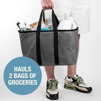 CleverMade EcoBasket 30L Collapsible Tote Basket 3 Pack – Reusable Grocery Tote That Stands Upright, Foldable Shopping Basket