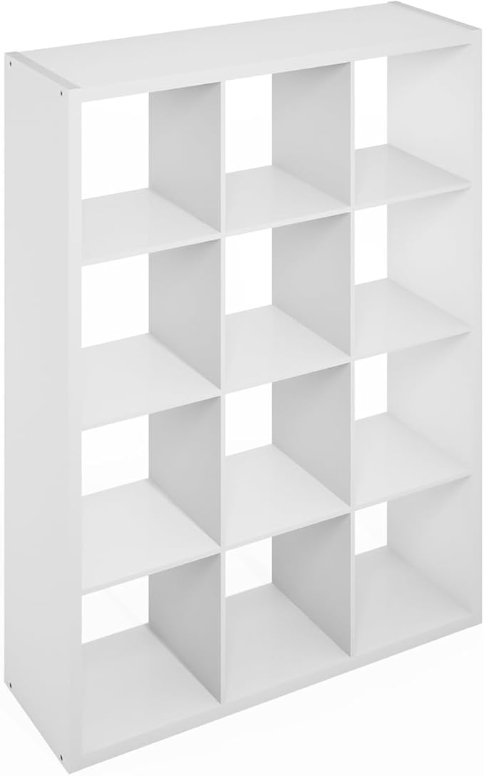 Furinno Simple Cube Storage Organizer, 12-Cube Display Shelf, Open Back Shelving Unit, Storage Shelves, Extra Thick Frame, fo
