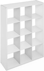 Furinno Simple Cube Storage Organizer, 12-Cube Display Shelf, Open Back Shelving Unit, Storage Shelves, Extra Thick Frame, fo