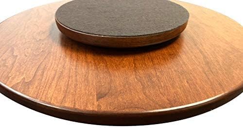 Wooden Lazy Susan Turntable Spinning, Solid Wood Organizer Turntable for Table Top/Counter Top 360 Rotating Swivel (18', Cher