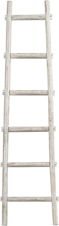HomeStock Decorative Wooden Ladder Accent Piece for Blankets & Towels White