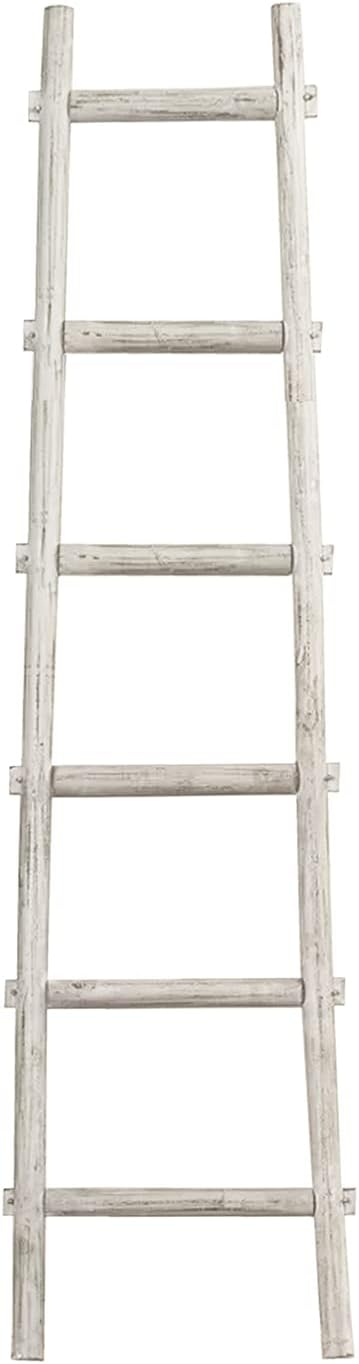 HomeStock Decorative Wooden Ladder Accent Piece for Blankets & Towels White