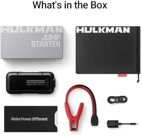 Hulkman Alpha Pro 1500A Jump Starter, 44.4Wh High-Capacity Car Battery Jump Starter, PD65W Fast Charging in & Out, 3.3 Smart
