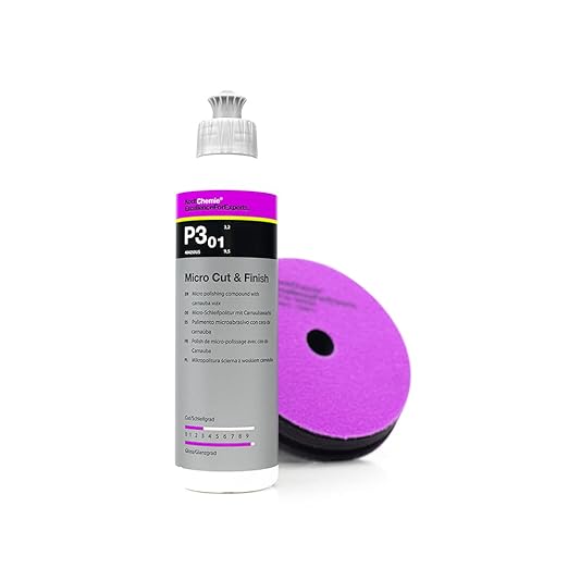 Koch-Chemie Micro Cut & Finish Polishing Compound with Carnauba Wax - Permanent Removal of Holograms, Fine Scratches & Sanding Marks; Long Term Sealing; Non-Fugitive Silicones (250 milliliters)