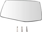 TRQ Driver Side Heated Mirror Glass with Backing Plate Compatible with 2019-2021 Chevrolet Silverado 1500 GMC Sierra 1500 GM1