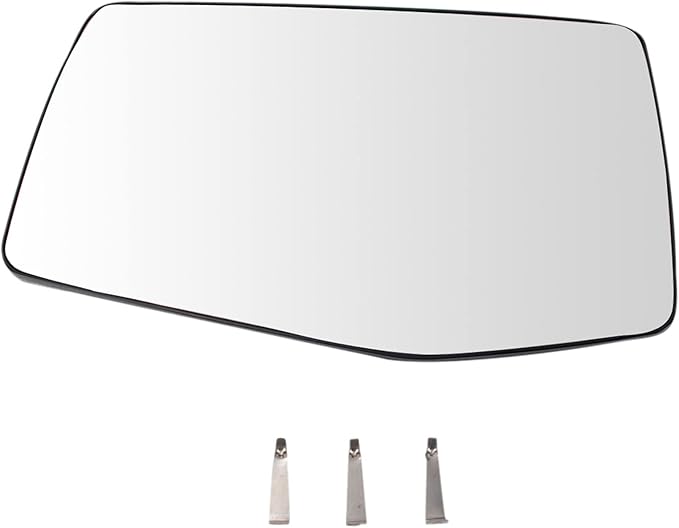 TRQ Driver Side Heated Mirror Glass with Backing Plate Compatible with 2019-2021 Chevrolet Silverado 1500 GMC Sierra 1500 GM1