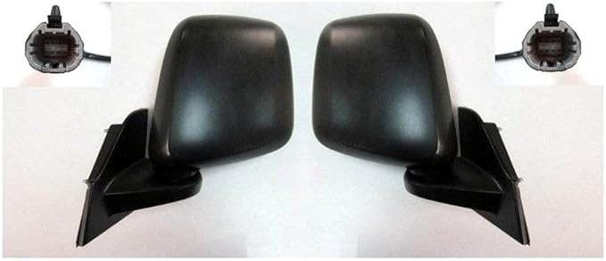 TRQ 2 Piece Driver and Passenger Side Mirror Assembly Set Electric Adjustment Heated No Memory Textured Compatible with 2015-