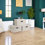 Graciadeco Medium 15" 21 Quart Collapsible Stackable Storage Bins with Lids, 3 Packs Beige Foldable Fabric Closet Boxes Heavy