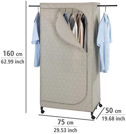 Wenko Balance Wardrobe with Wheels - Mobile Wardrobe Folding, Taupe, Kleiderschrank