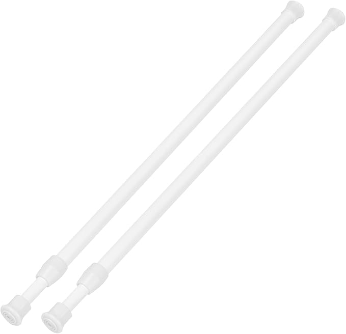 2 Pack Tension Curtain Rod 28-48 Inch, Small Short Adjustable Extendable Spring Loaded Rods for Windows Cabinet Blinds Closet