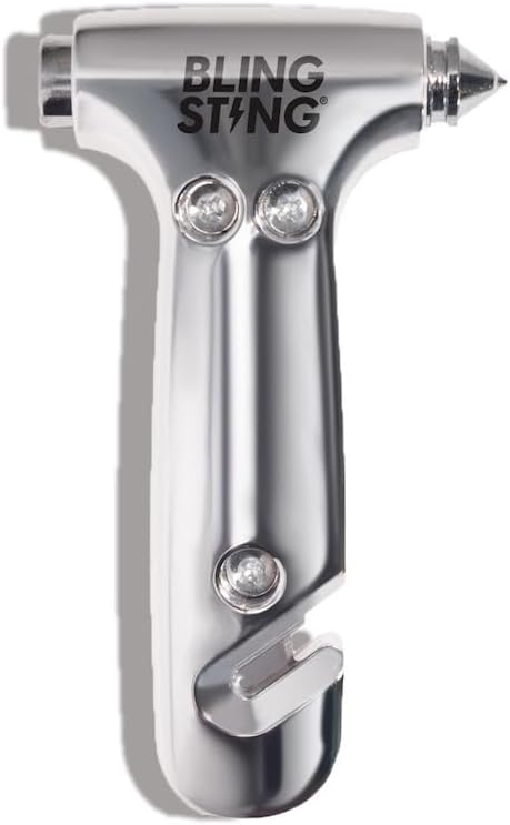 BLINGSTING Safety Hammer - Emergency Automotive Escape Tool with Window Breaker, Seat Belt Cutter & Adjustable Car Visor Stra