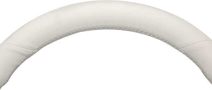 MEWANT Hand Stitched White Leather Steering Wheel Cover for Tesla Model 3 Highland 2023 2024 2025