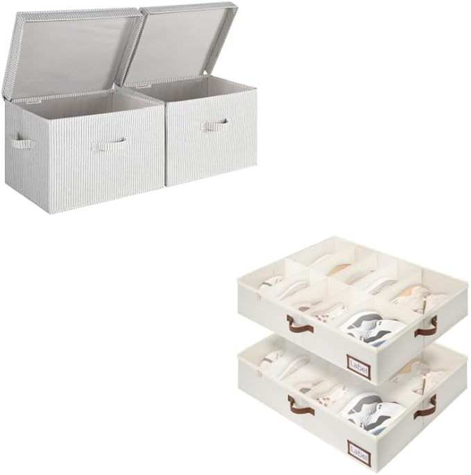 Storage Bins with Under Bed Shoe Storage